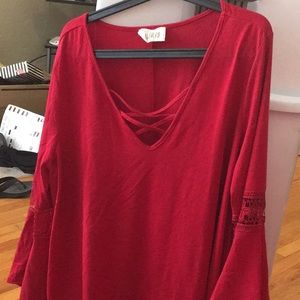 NWOT Red Criss-Cross Neckline Dress sz 3x